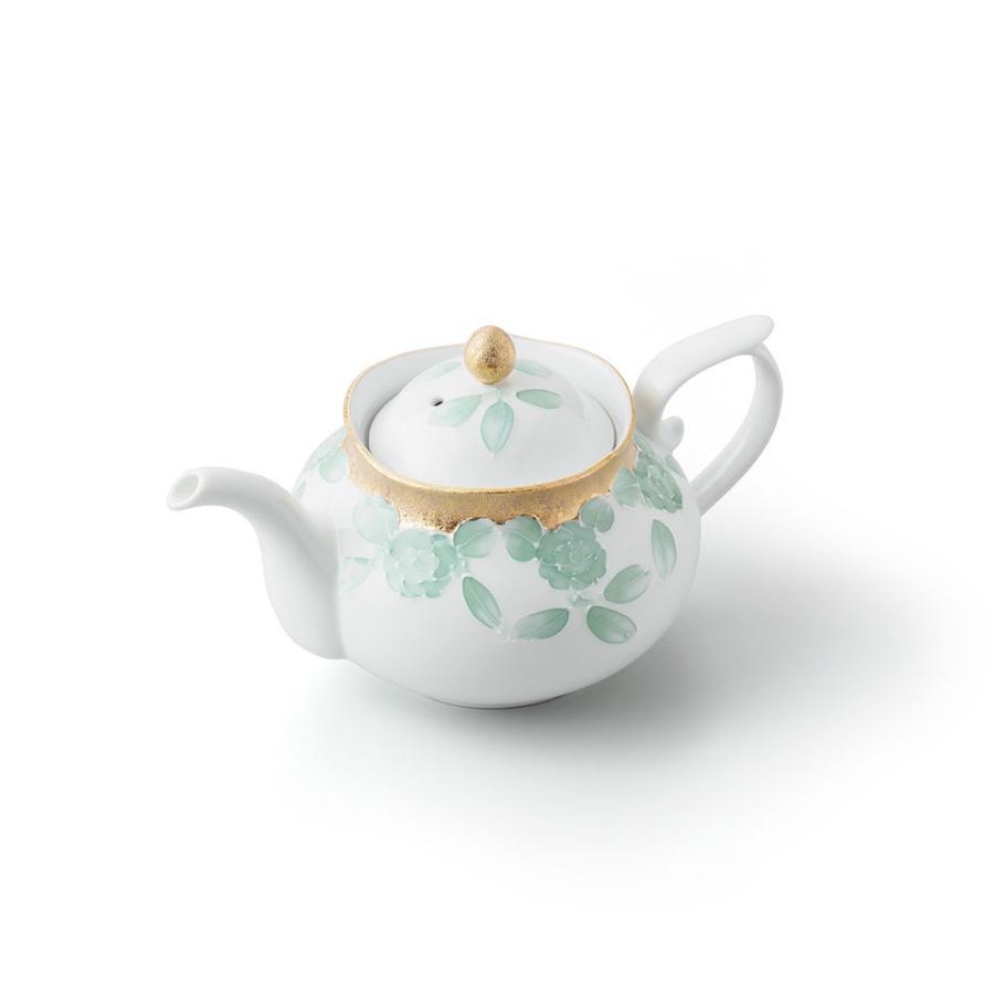 ゴールドローゼ（グリーン）輪花 ポット（小） 有田焼 急須