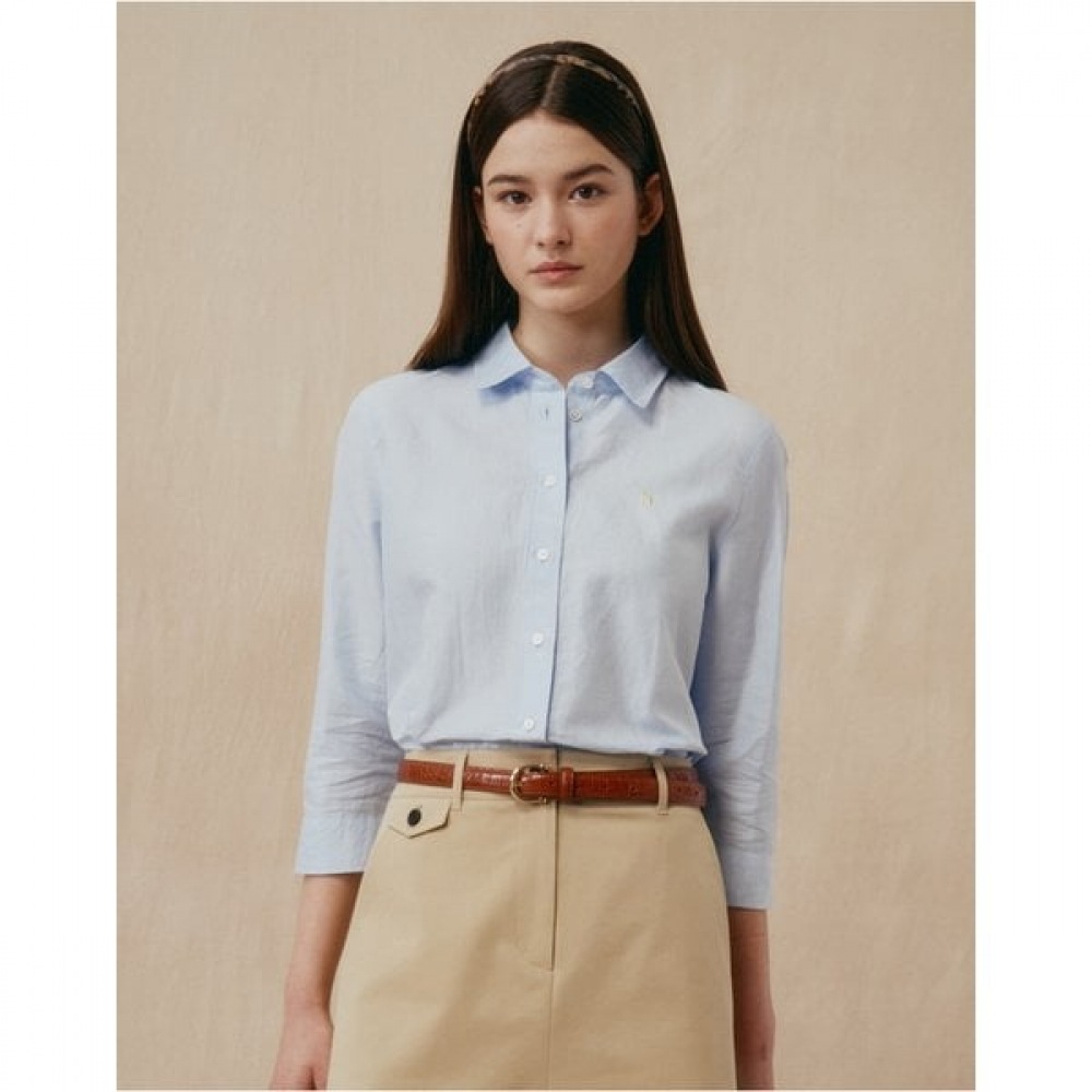 [25SS] リネンブレンド 3/4 シャツブルー HSSH5BC38B1