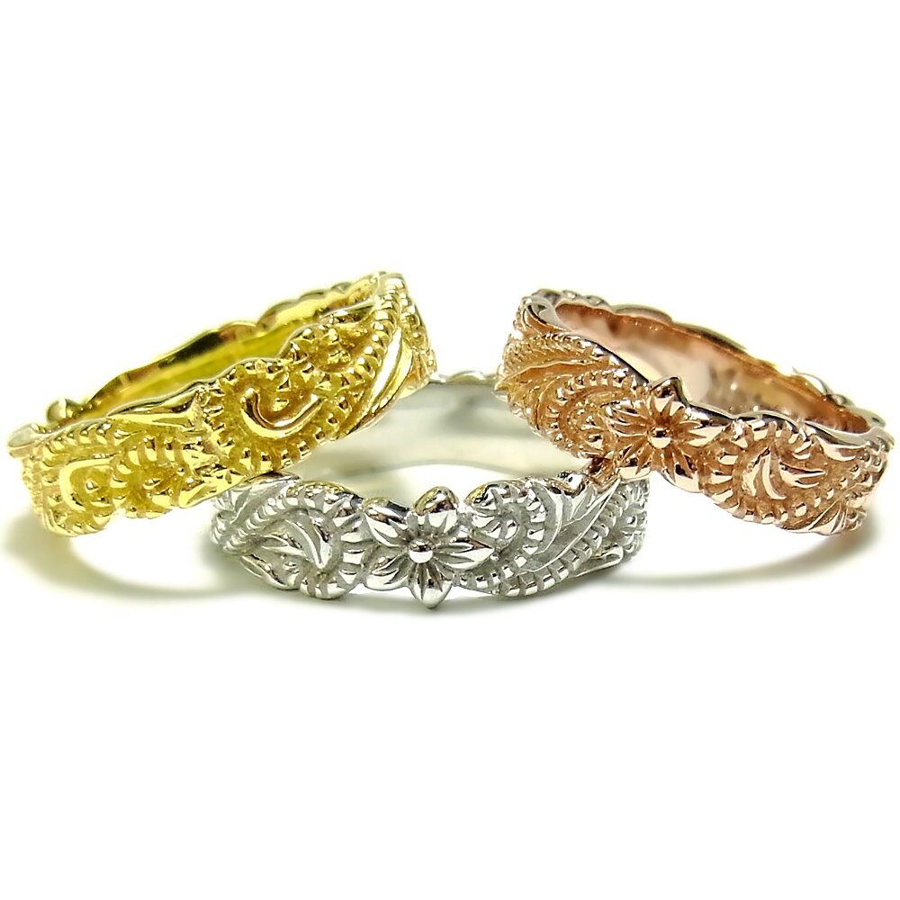 ハワイアンジュエリー リリ エグゼクティブ プラチナ 仕上げ サーフ リング 指輪 レディース メン