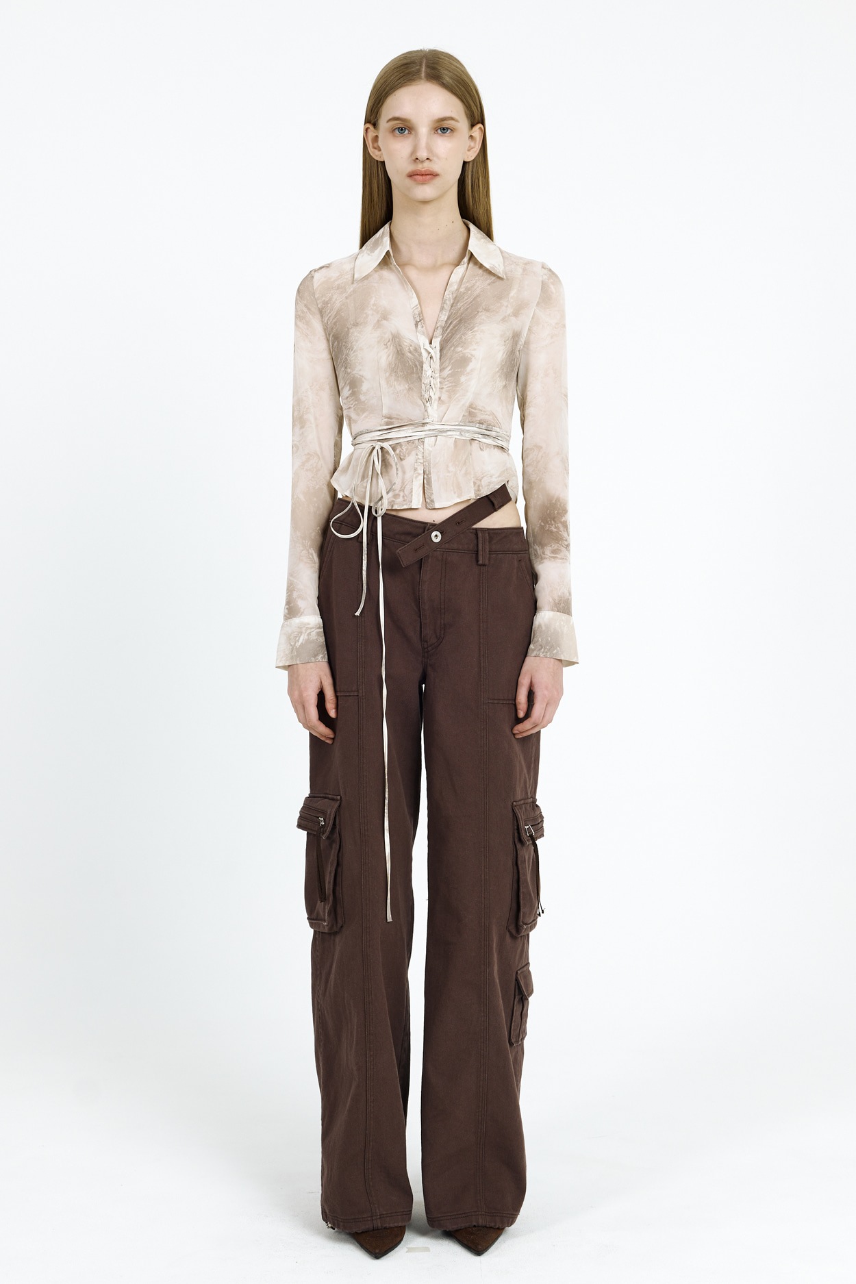 FW 22 CORSET SHIRT see-through beige