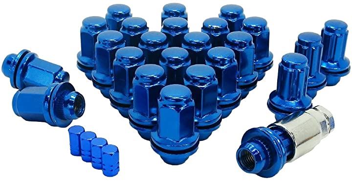 トヨタ 純正 ホイール用 平面座 カラー ロックナット ギアロック 21HEX M12xP1.5 ショート or ロング 選べる5色 青(青 ロング P1.5 6穴用 24個セット) 6,544円