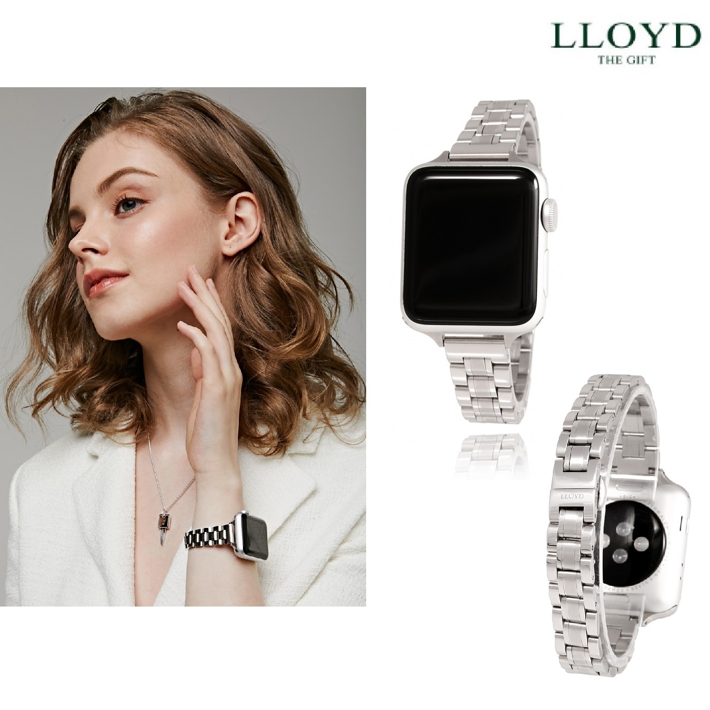 [38/40/41 SIZE] High-quality basic stainless steel metal strap LL2T21711PSS アップルウォッチ スマートウォッチ