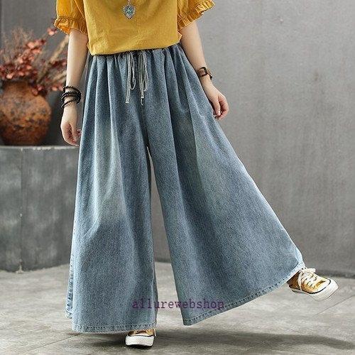 秋 ファッション 女性 デニム レディース ガウチョパンツ デニムパンツ 30代 カジュアル 50代 [10月推奨/20%OFF]ワイドパンツルック ワイドパンツ 40代 20代 コーデ 春