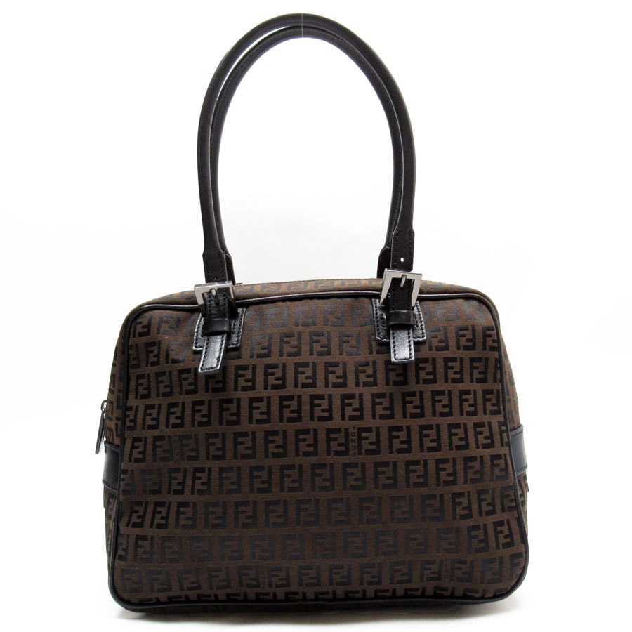 フェンディ FENDI ハンドバッグ ズッキーノ キャンバス/レザー ブラウン/ブラック レディース w0335a