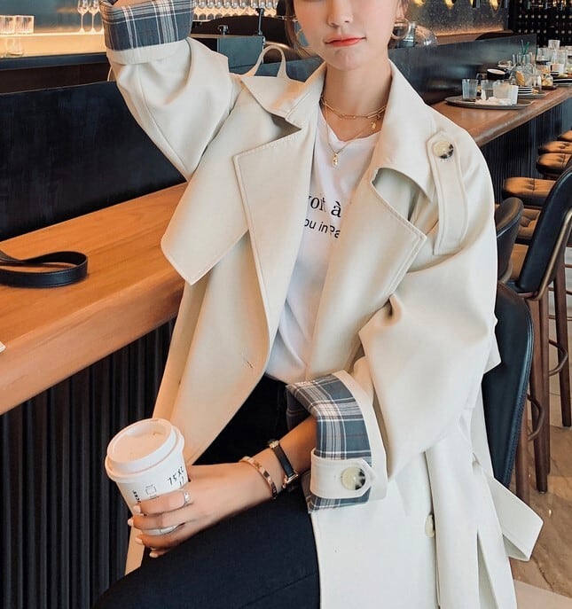 レディース コート アウター トレンチコート 美シルエット 韓国 インスタ映え 高見え オルチャン 可愛い かわいい かっこいい カジュアル 大人 上品 シンプル クラシック エレガント lout04