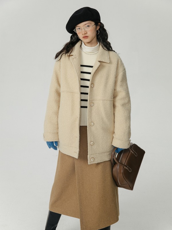 オモント エッグタルト ラムウール キルティング コットン ジャケット レディース 2023年秋冬新作 オーバーサイズ キルティング 厚手コート