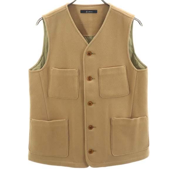 未使用 ウールブレンド メルトン ベスト S ブラウン メンズ