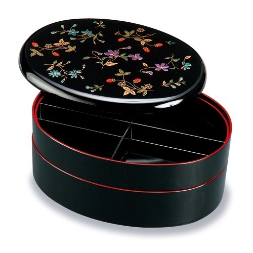 紀州塗り　9.5寸　小判オードブル　花の小道　(盛絵) 7,438円