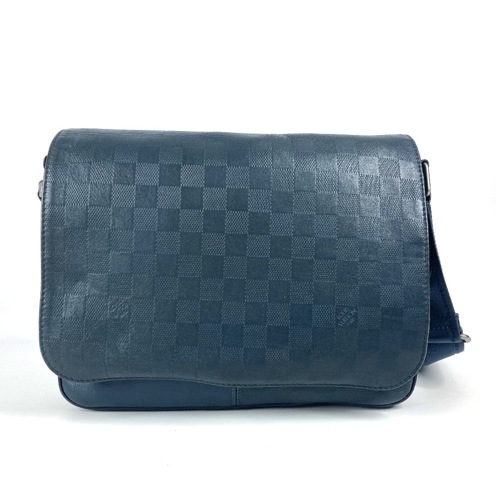 ショルダーバッグ N41285 ディストリクトPM ダミエアンフィニ 斜め掛け カバン フラップ メッセンジャーバッグ ダミエアンフィニレザー コスモス ネイビー