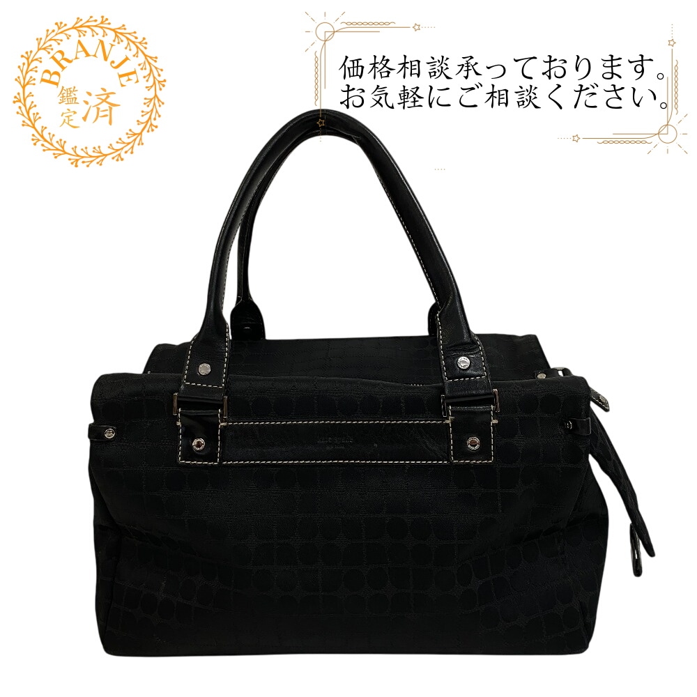 ハンドバッグ ミニボストン 総柄 キャンバス トートバッグ ブラック ブランド