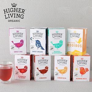 HIGHER LIVING（ハイアリヴィング）オーガニックティー / ハーブティー カフェインフリー オーガニック 有機紅茶 天然香料 チェリー シナモン ジンジ