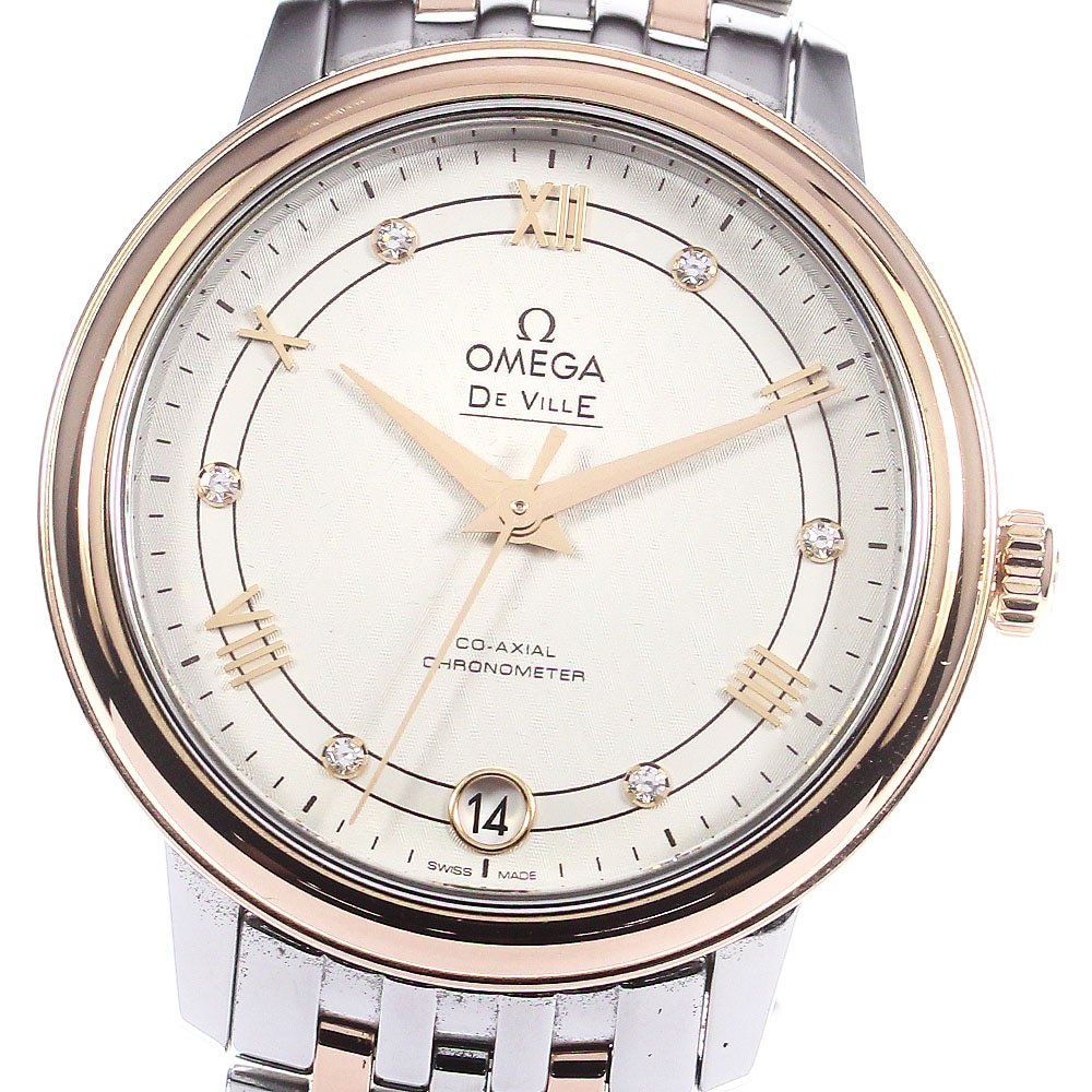 オメガ OMEGA 424.20.33.20.52.003 デビル プレステージ 6Pダイヤ 自動巻き レディース 箱保証書付き_768511【中古】
