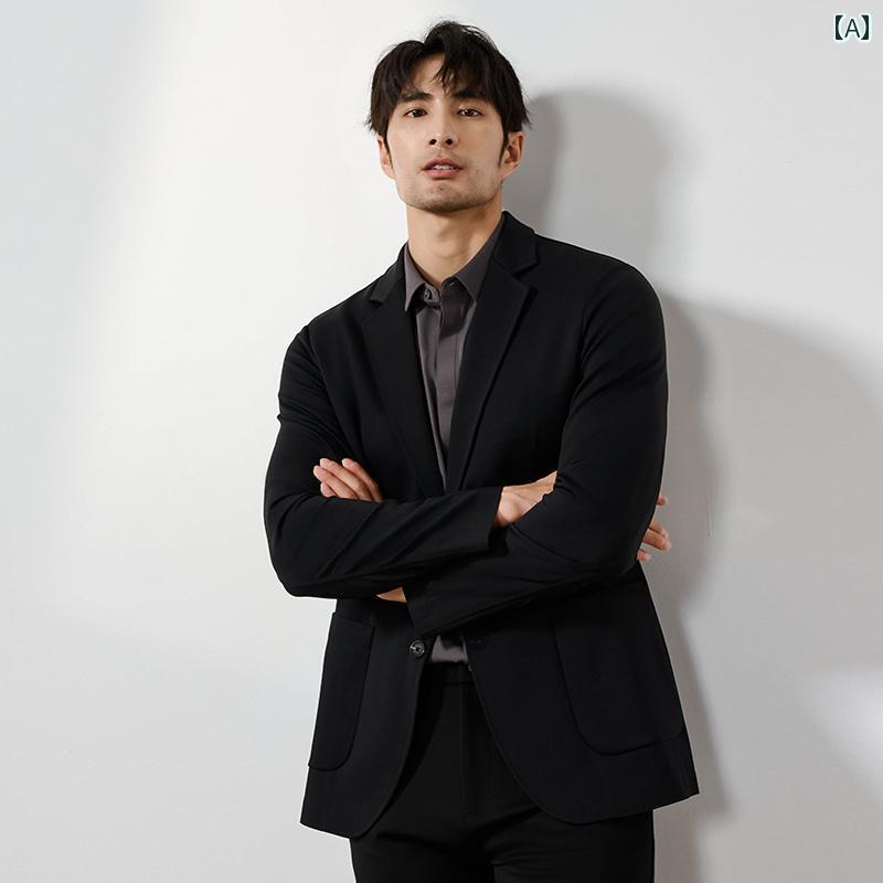 ビジネス　スーツ　ジャケット ハイエンド 紳士 弾性 シワ 防止ノー アイロン シングル スーツ ジャケット カジュアル ビジネス プロ シームレス 冷感 男性用