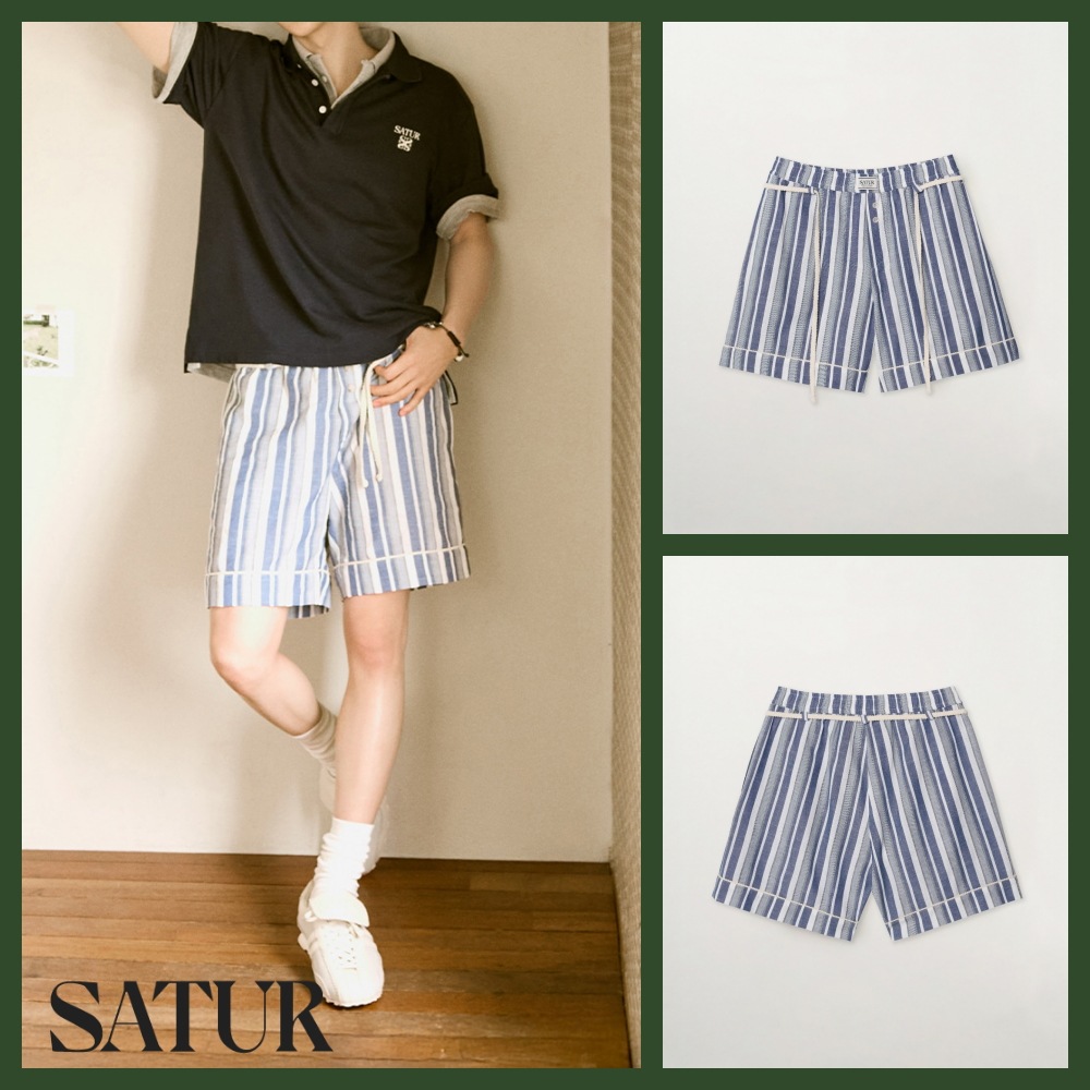 Homewear Stripe Lace-up Banding Shorts