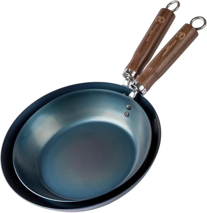一流シェフが認める 鉄フライパン リストランテ バリック トウキョウ コラボレーション IH対応 軽い シーズニング不要 お手入れ簡単(ウォールナット, 24cm+28cm)