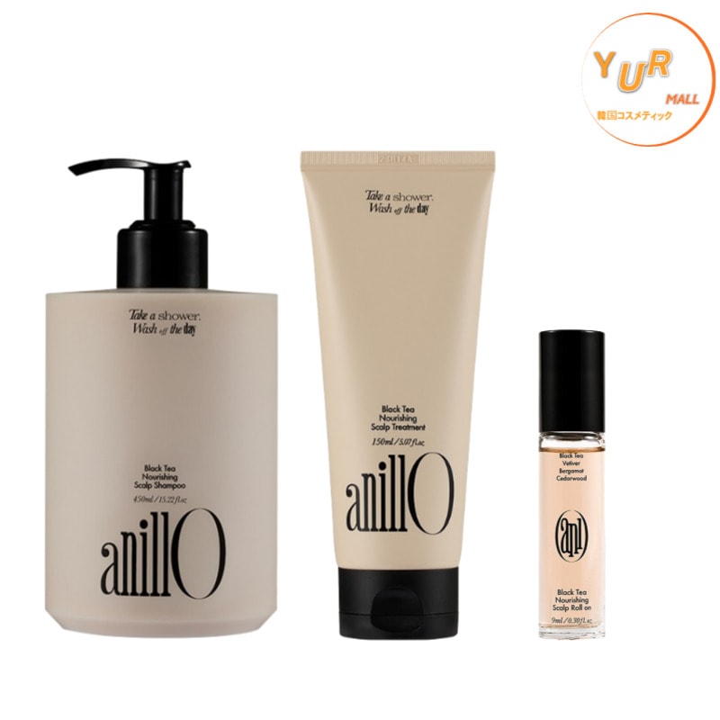 Black Tea Nourishing Scalp 3種セット(シャンプー450ml+頭皮トリートメント150ml+頭皮ロールオン9ml)