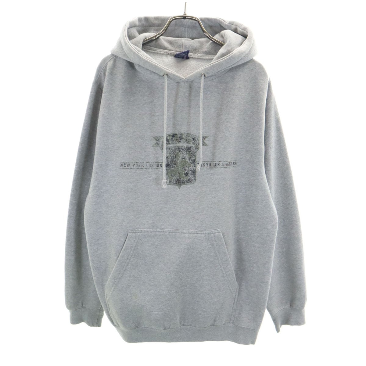 90s オールド 紺タグ 長袖 スウェットパーカー S グレー メンズ 古着