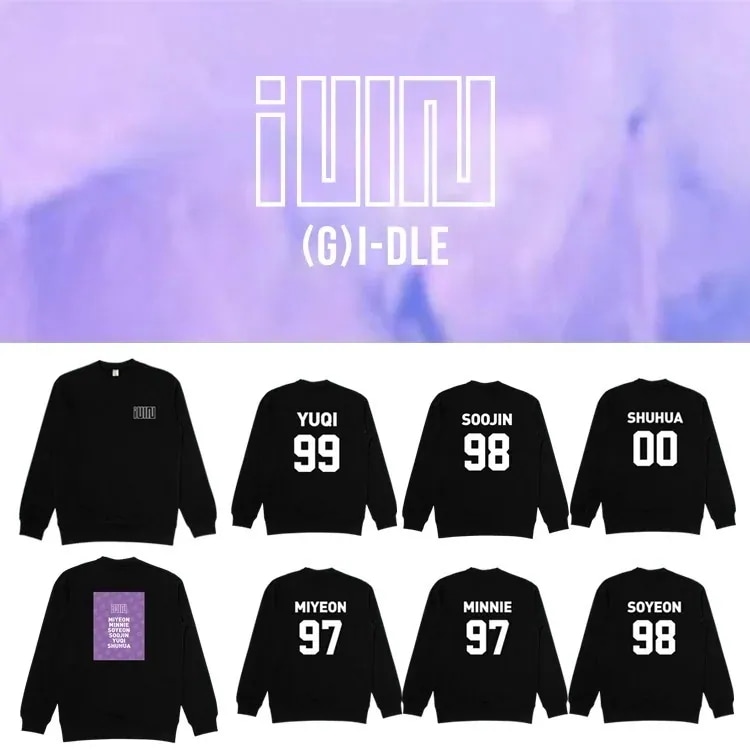 Gidle コンサートスウェットシャツルーズプルオーバープラスベルベットの薄いラウンドネックトップ