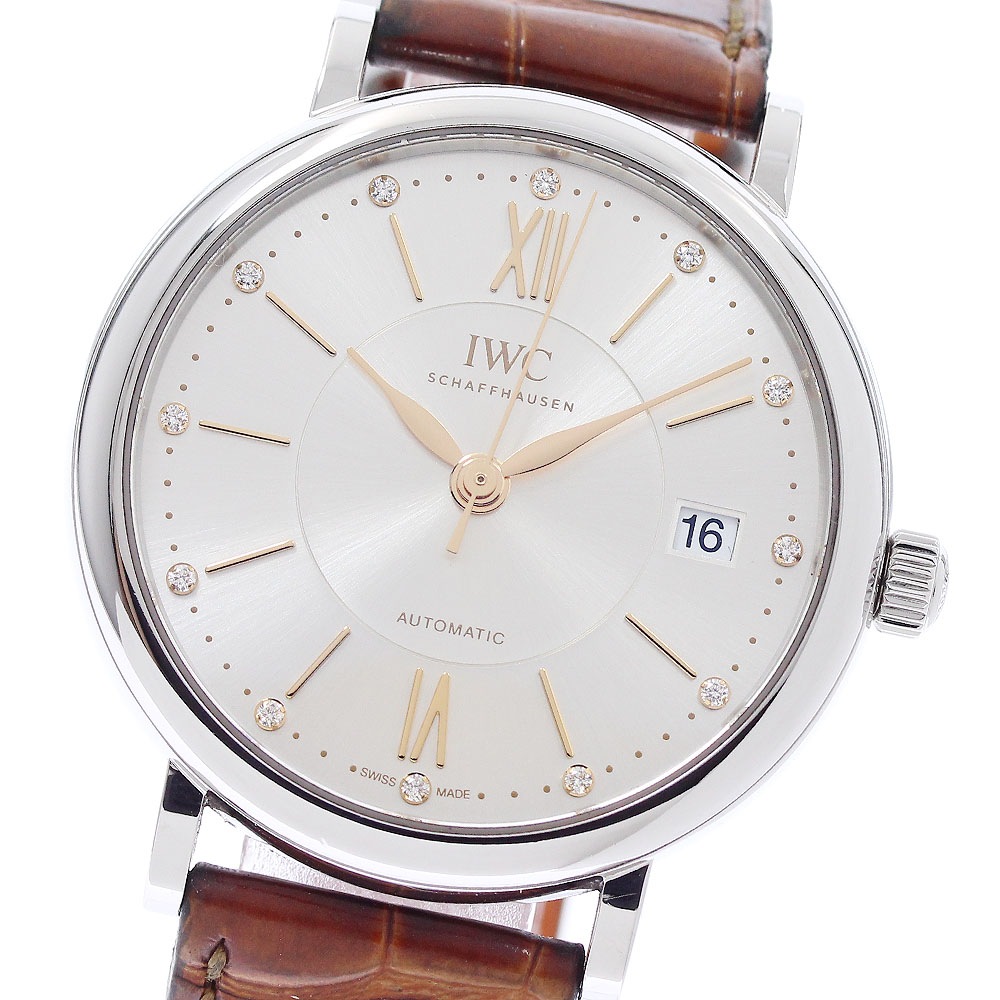 IWC IWC SCHAFFHAUSEN IW458101 ポートフィノ 12Pダイヤ デイト 自動巻き メンズ 保証書付き_955766【中古】