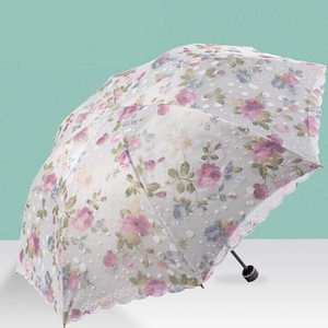 日傘 折りたたみ傘 おしゃれ レース刺繍 二重張り 晴雨兼用 雨傘 かさ カサ 遮光 遮熱 三段折り