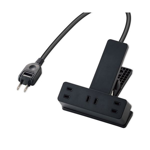 (5個セット)エレコム 延長コード 電源タップ コンセント 2P 3個口 2.5m クリップタイプ 雷サージ ホコリシャッター付 ブラック T-KF03-2325BKX5