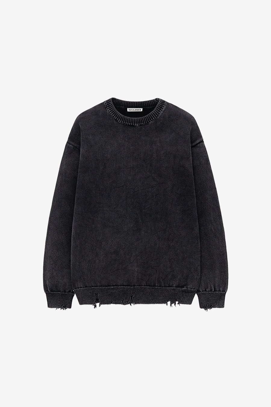 【INSILENCE】 STONE WASHED PULLOVER : WASHED BLACK