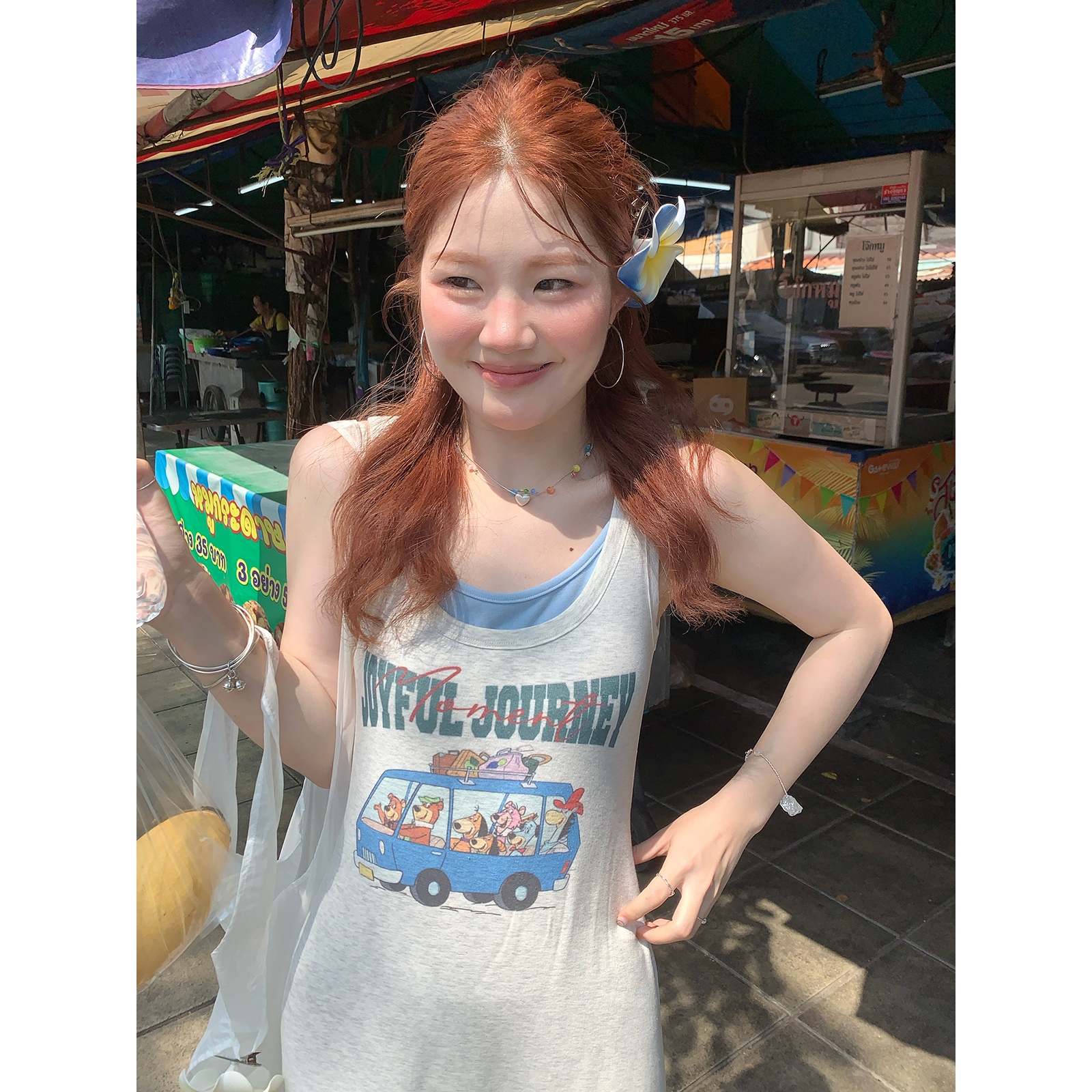 韓国版 カジュアル プリント模様の服着 チョッキ着 つり革 ワンピース 女 やせて見える ミディアム スカート枚