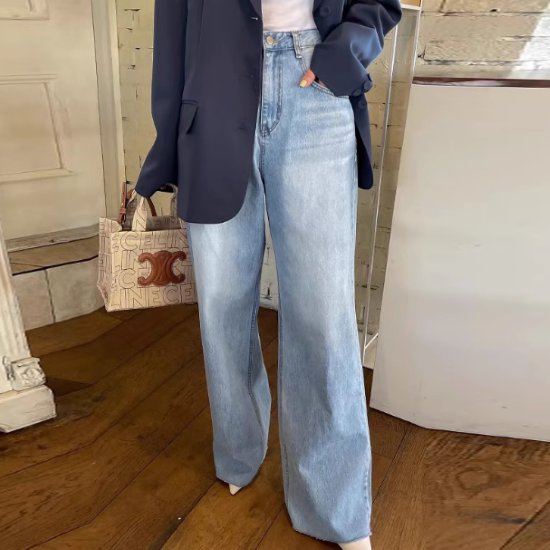 デニムパンツ レディース ボトムス 長ズボン ジーパン Ｇパン デニム ワイドパンツ ハート柄 可愛い キュート カジュアル お出かけ おしゃれ シンプル ベーシック 定番 ハイウエスト ジッパー 5,881円