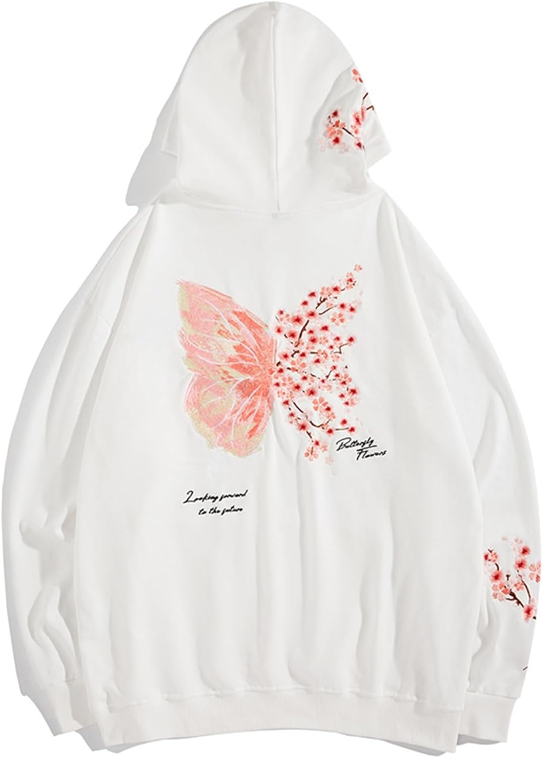 パーカーメンズ 梅の花 蝶柄 レディース フード付き 長袖 ペアルック フルオーバー 秋冬用 ポケット付き 大きいサイズ ビックシルエット 裏起毛 暖かい 防風防寒 コンフォート 個性的 男女兼用 散