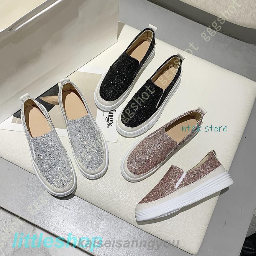 短納期 スリッポン 厚底 レディース キラキラ ラメ 軽い スニーカー 歩きやすい カジュアルシューズ シルバー かわいい 大人 疲れない 痛くない 立ち仕事