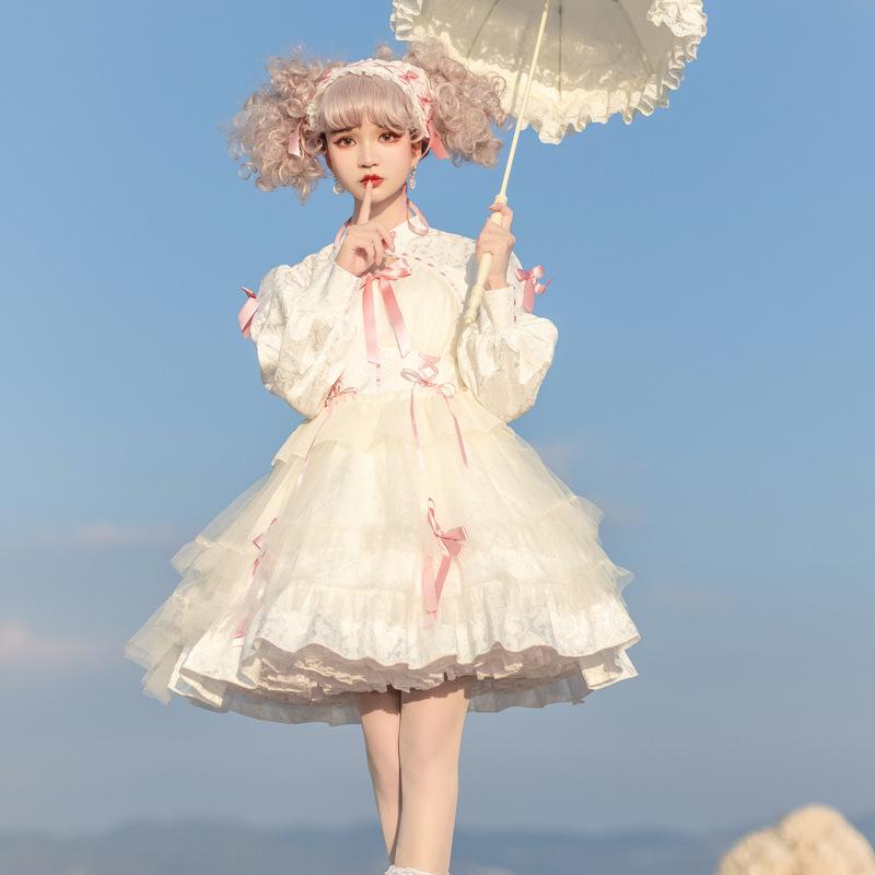 秋 新作 中華風 ゆめかわいい 中華ロリータ ロリータ メイド服 ワンピース ドレス 長袖 ゴシック ゴスロリ 甘ロリ ロリィタ 天使 小悪魔