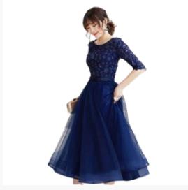 パーティードレス 女性 ミモレ丈 大きいサイズ 20代30代40代 グレー フォーマルドレス 結婚式ドレス 服装 ワンピース 結婚式 服 大人上品 お呼ばれ 半袖