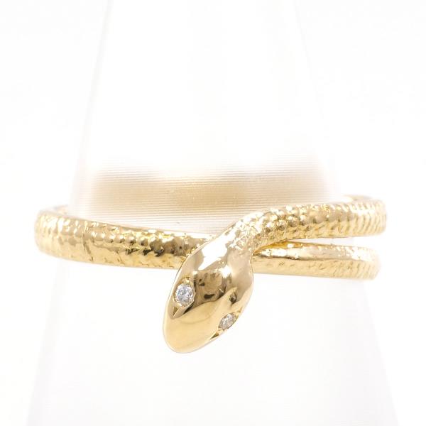 K18 18金 YG イエローゴールド リング 指輪 15号 ダイヤ ジュエリー 中古