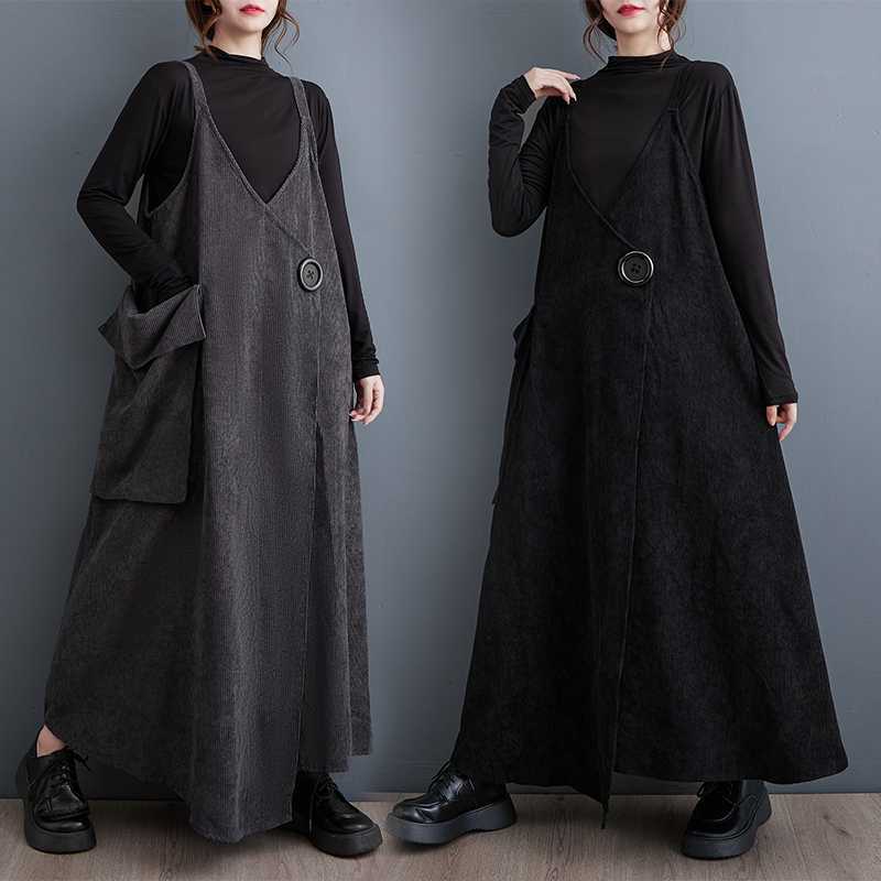 「ファットガール」 2024秋冬新品 キャミワンピース 調節可能 サロペット 大きいサイズ 体型ーカバー レディース ニットワンピース メガ割30%までに制限