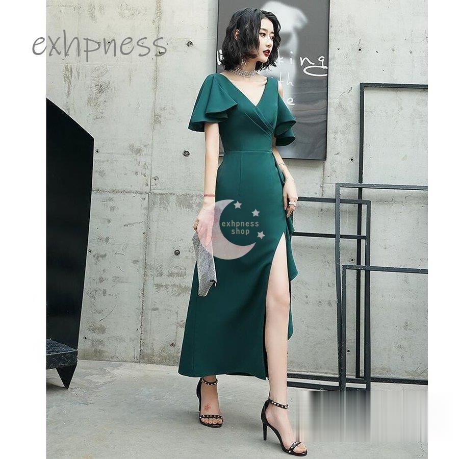 スリットワンピース ナイトドレス パーティードレス ロングドレス 結婚式 二次会 衣装 舞台 披露宴 演奏会 発表会 ピアノ 大きいサイズ イベント用