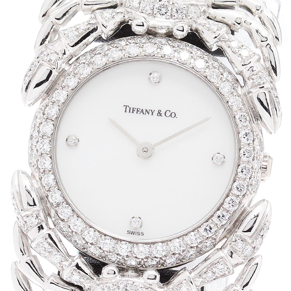 ティファニー TIFFANY&Co. プラチナ ダイヤベゼル 4P クォーツ レディース 美品 _849759【中古】