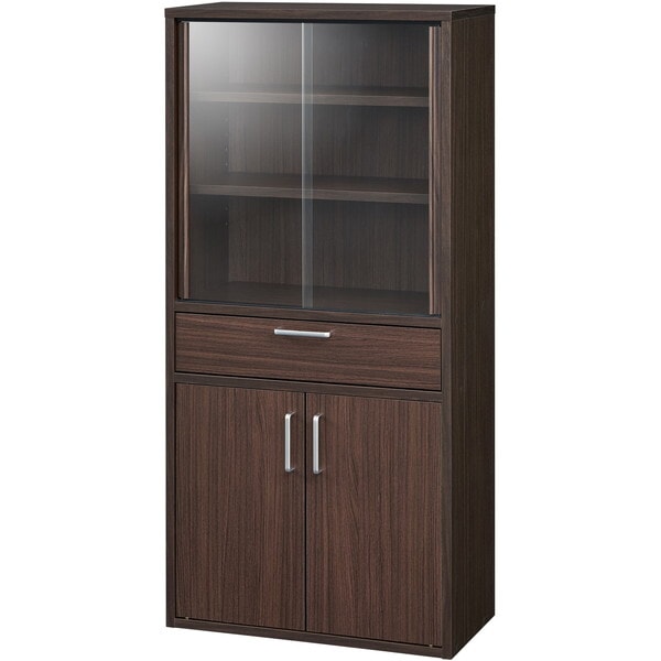 白井産業 FUL-1255DGHDK DK色 シンプル食器棚 (幅56.6cm高さ119cm引出付) メーカー直送