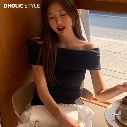 [メガ割りSALE]オフショルリブTシャツ・p544324