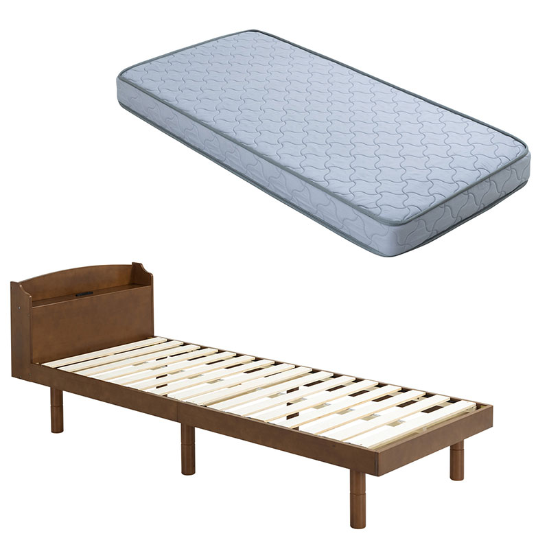 ベッド ダブル コンセント付き すのこベッド ＋ マットレス付 ダブル