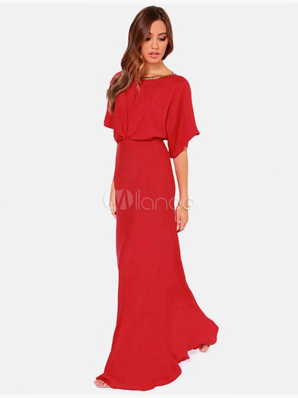 女性のためのV-戻るマーメイドマキシドレス