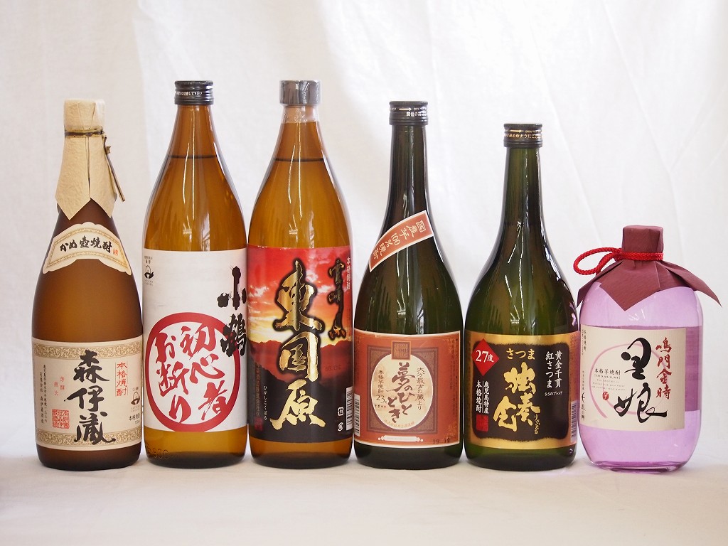 プレミアムな芋焼酎飲み比べ6本セット(森伊蔵720ml 初心者お断り900ml 東国原900ml さ