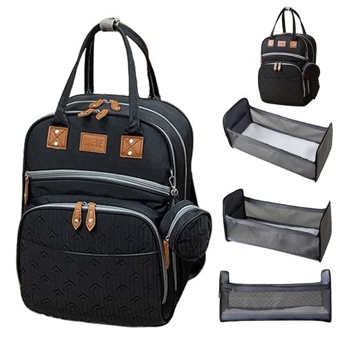 [スリーマッシュルーム] マザーズバッグ リュック マザーズリュック 大容量 ママバッグ 軽量 多機能 ベビーベッド付き USBポート付き オムツ替えシート 保温ポケット 出産祝い プレゼント