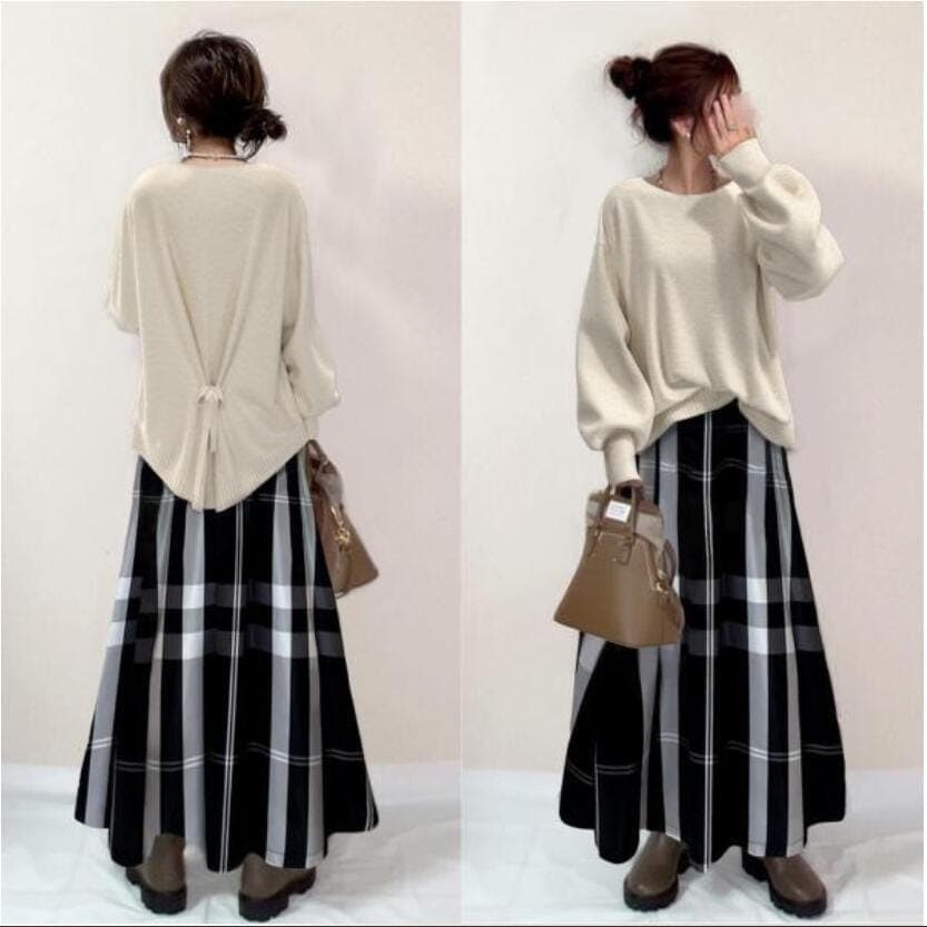 2025作気質ニットセットアップ着痩せハイネックセータートップスロングスカート二点セット百掛けレディースファッション福袋大きめサイズ