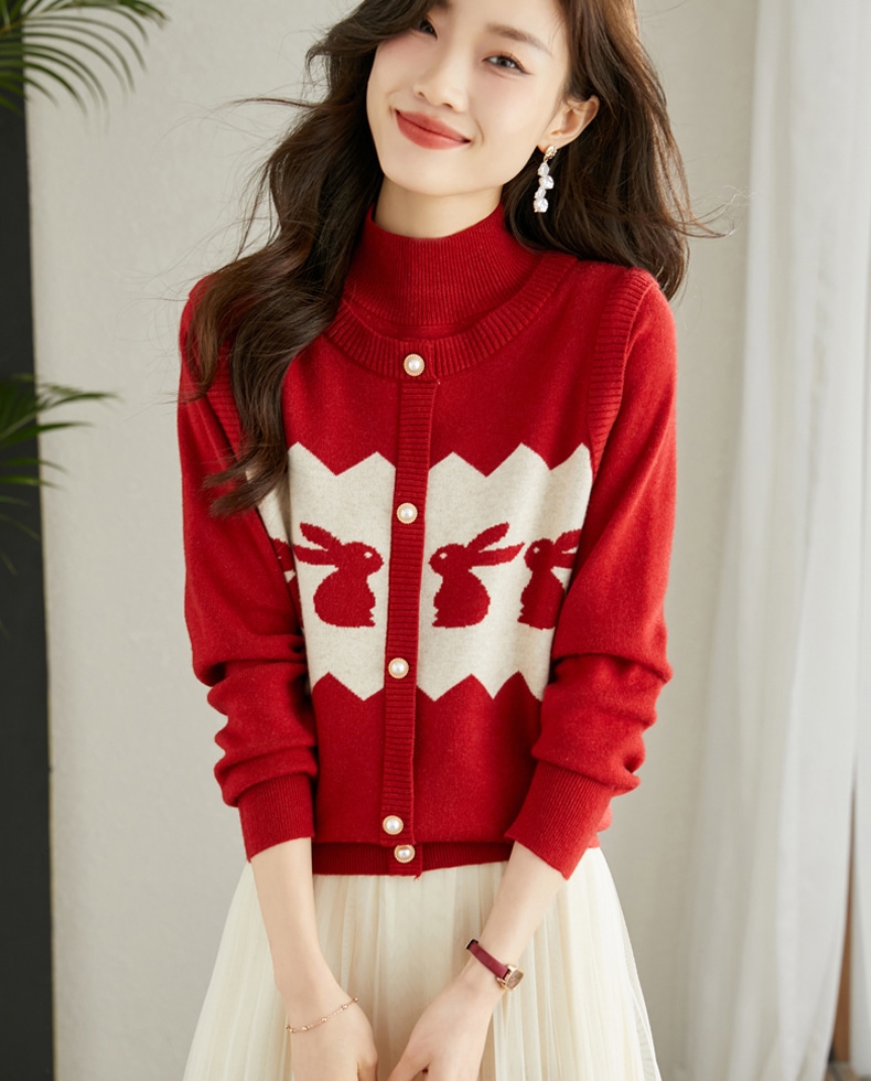 レディース セーター 春 優しい つなぎ ニット セーター 洋風 ボトムシャツ 上品 レッド M L XL XXL トップス セーター 袖あり かわいい 大人可愛い きれいめ シンプル カジュアル