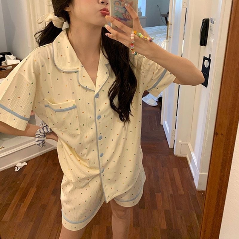 【1点購入 で10点 プレゼント】パジャマと女性のカーディガン2025かわいいツーピースショートパンツシンプルな夏のシーズンホーム服スーツ女性