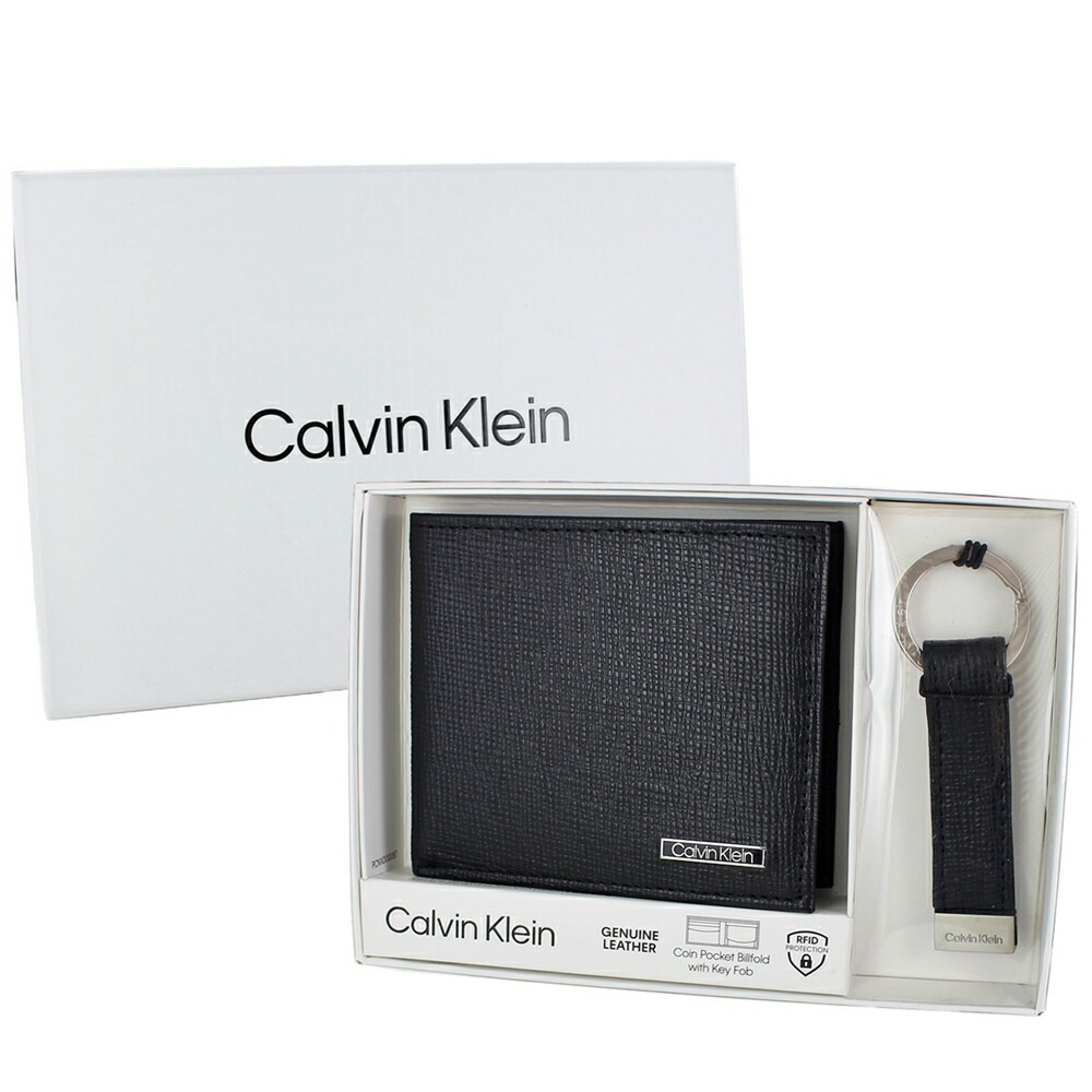 カルバンクライン メンズ 財布 二つ折り キーリング 2点セット 誕生日 父の日 敬老の日 小銭入れ 革 二つ折り財布 ブラック 男性 おしゃれ 贈り物 喜ばれる 実用的 プレゼント ポイント
