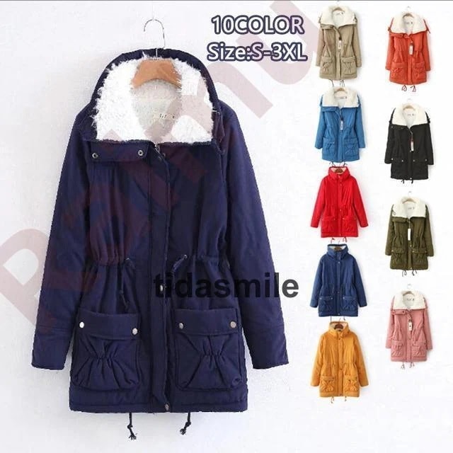 作トレンド冬作ジャケットレディース中綿ジャケット綿コート立ち襟暖かい冬アウターコート無地防寒レディースアウターフ