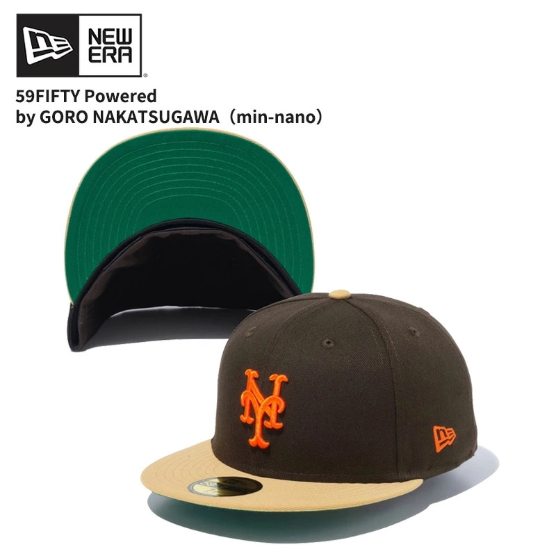 ニュー エラ NEW ERA 59FIFTY Powered by GORO NAKATSUGAWA（min-nano）ニューヨークメッツ ブラウンスウェード ブロンズバイザー キャップ 帽子