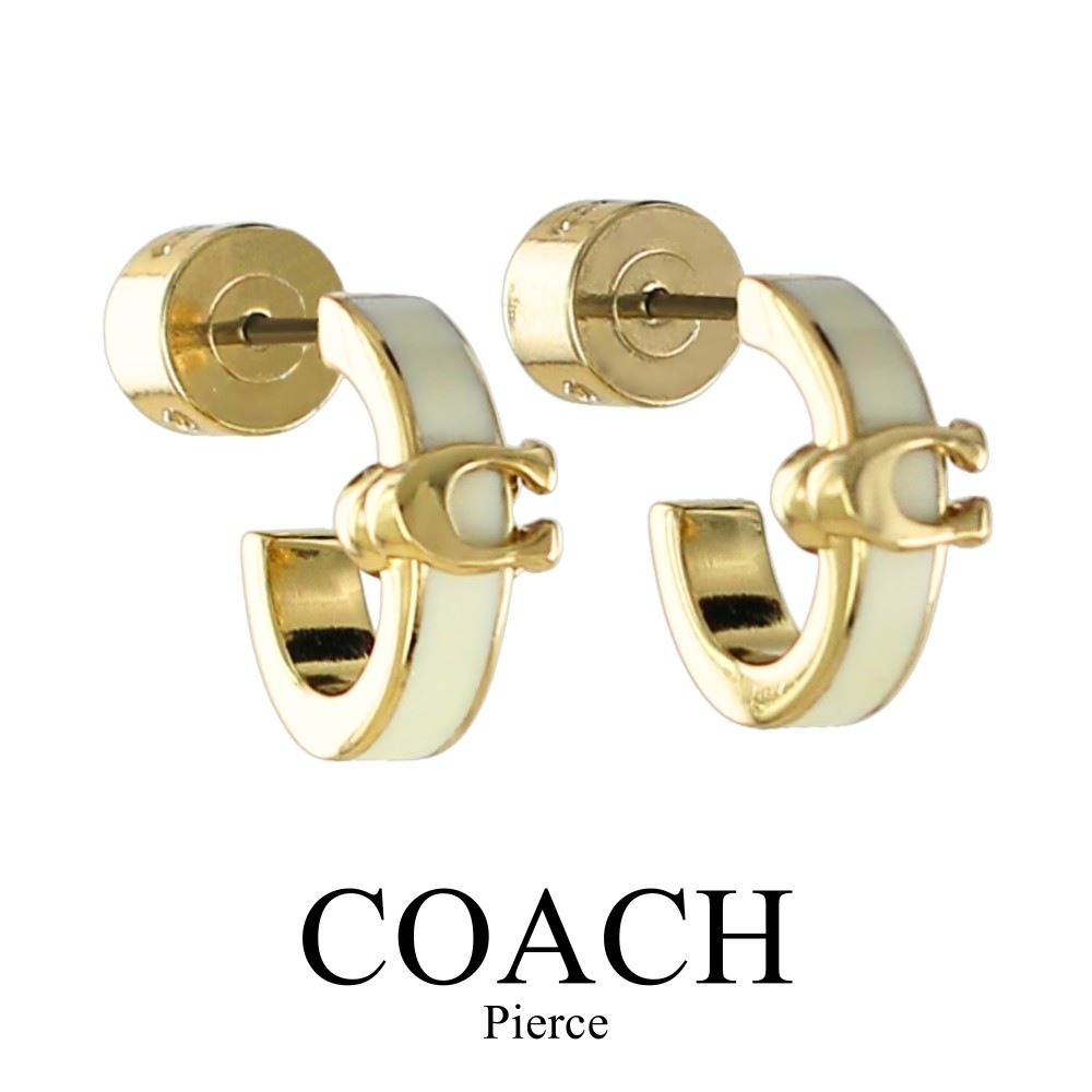 コーチ ピアス レディース ゴールド アイボリー フープピアス COACH ブランド アクセサリー おしゃれ 上品 プレゼント 誕生日 記念日 彼女 妻 女友達 ギフト 560726GLD100 成人