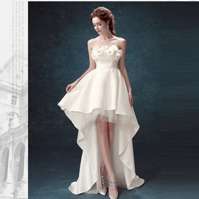 ミニ丈ドレス 二次会 ウェディグドレス 花嫁 パーティドレス 結婚式 白 ワンピース 演奏会 大きいサイズ ドレス 発表会 安い トレーン 前撮り